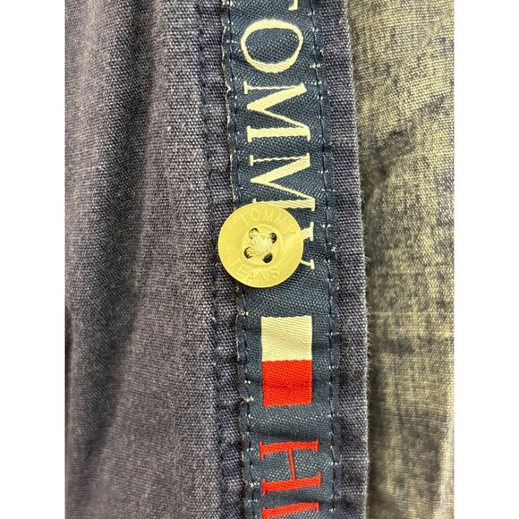 Tommy Jeans Mens XL Striped Long-Sleeve Button-Up Shirt Navy Blue & White 100% C - Picture 5 of 9